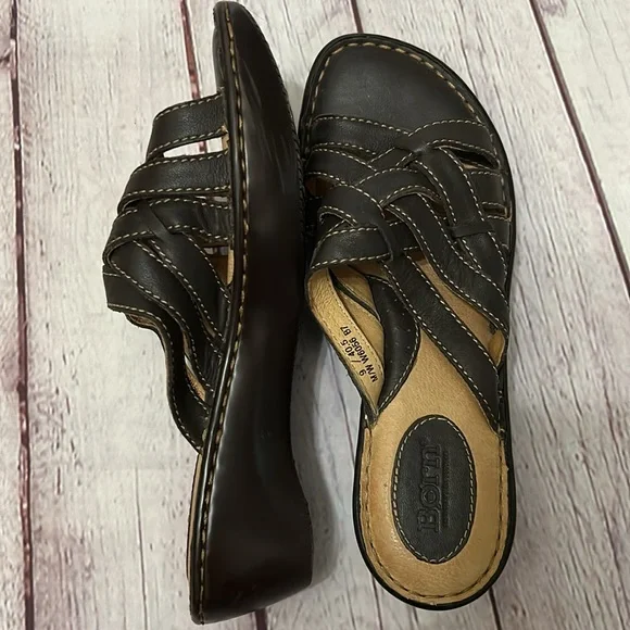 Born Woman’s Brown Strappy Comfortable Sandals Braided Leather Size 9/40.5 - Picture 5 of 6